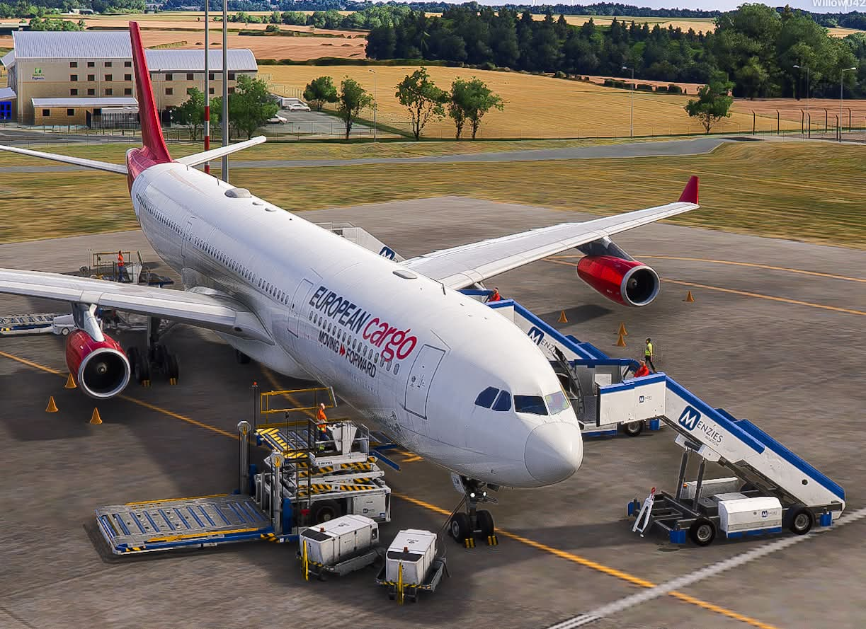 European Cargo Airbus A340 on stand